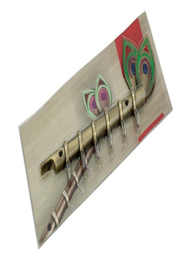 إنديد حامل مفاتيح بتصميم مزمار كريشنا وريش الطاووس، حامل مفاتيح للمنزل والمكتب، مصنوع من النحاس العتيق، مزود بستة دبابيس لتعليق المفاتيح، سلسلة مفاتيح معلقة، حامل مفاتيح جداري. - Image 3